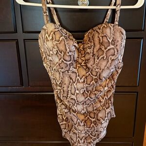 Kona Sol Brown Snake Print Swimsuit